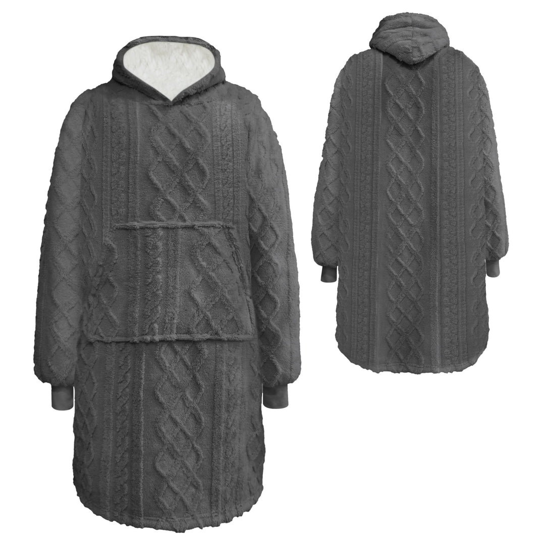 Übergroßer Hoodie und Decke in einem; extra großer Zopfpullover 70 x 110 cm ANTHRAZIT
 Jetzt mit KOSTENLOSEN Haussocken