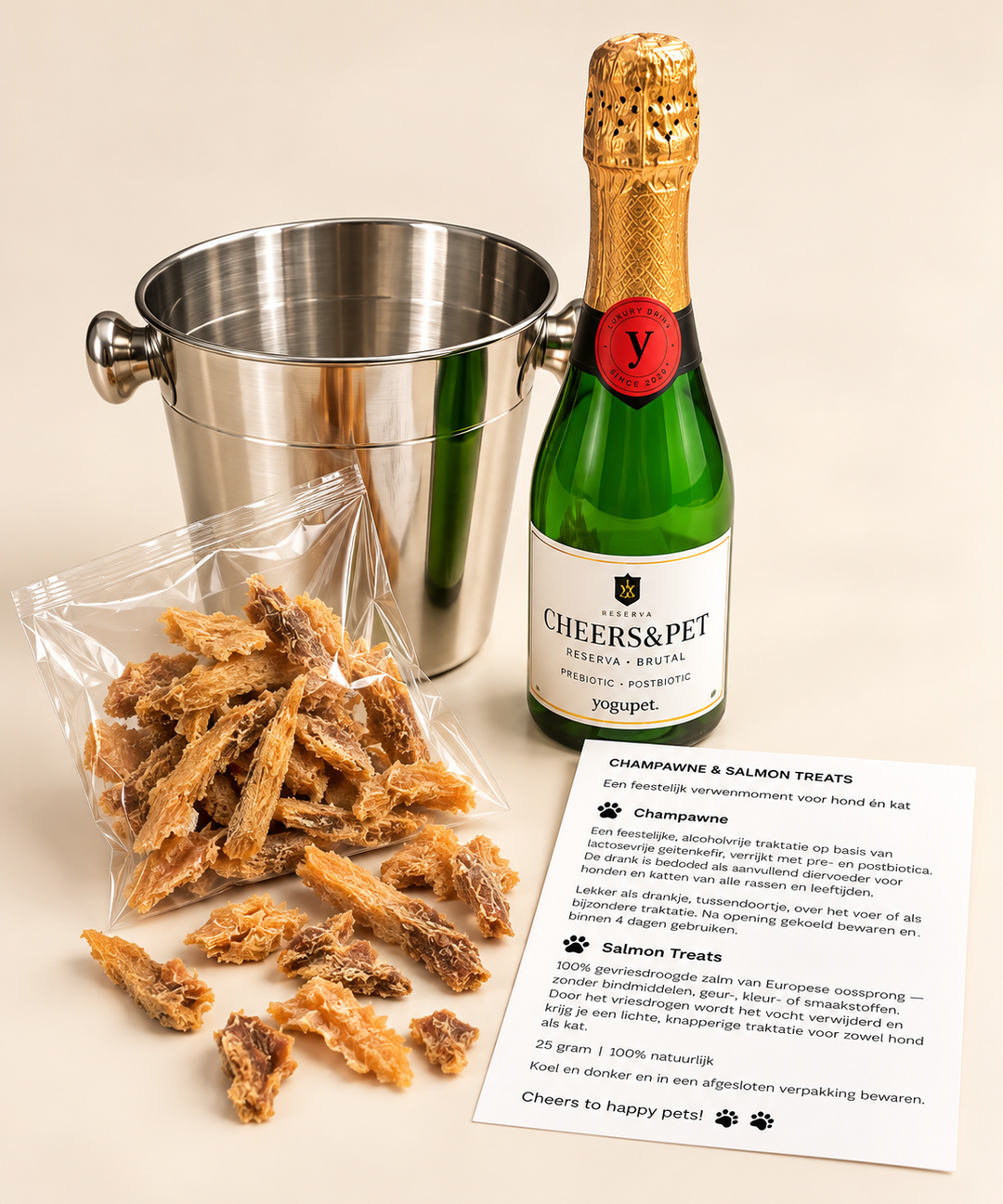 Champawne & Salmon Treats – luxe cadeauset voor hond en kat - Een bubbel voor je beste maatje 🥂🐾