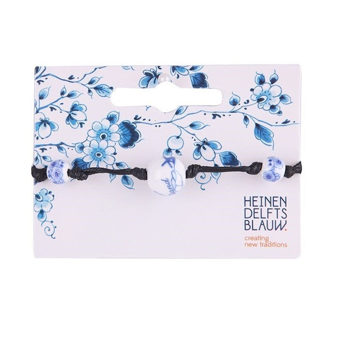 Delfts Blauwe armband molen en bloemen (verstelbaar)