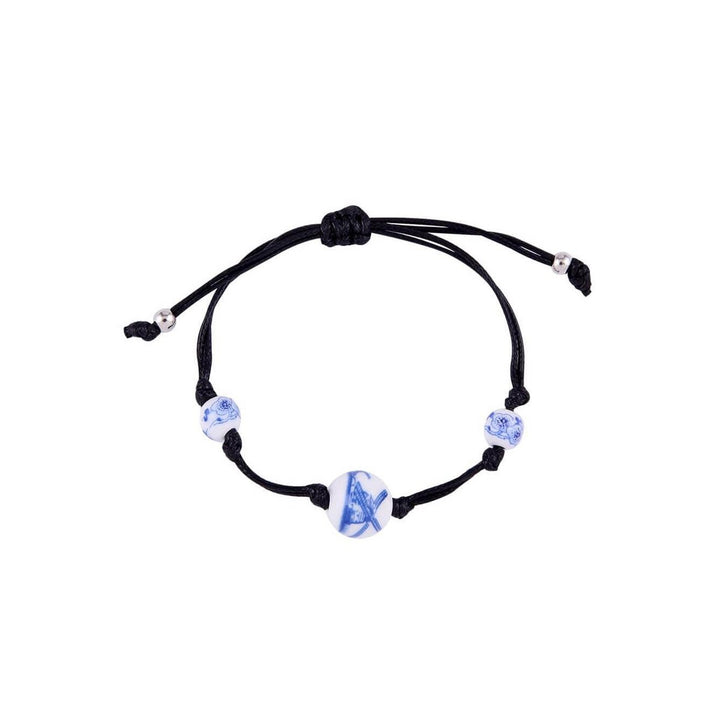 Delfts Blauwe armband molen en bloemen (verstelbaar)
