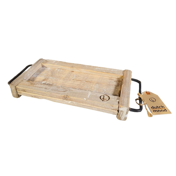 Vintage houten  tray met (verwijderbaar) nepbont