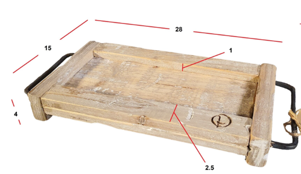 Vintage houten  tray met (verwijderbaar) nepbont