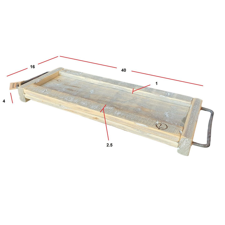 Vintage houten  tray met (verwijderbaar) nepbont