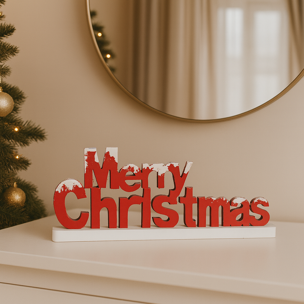 Merry Christmas houten decoratiebord