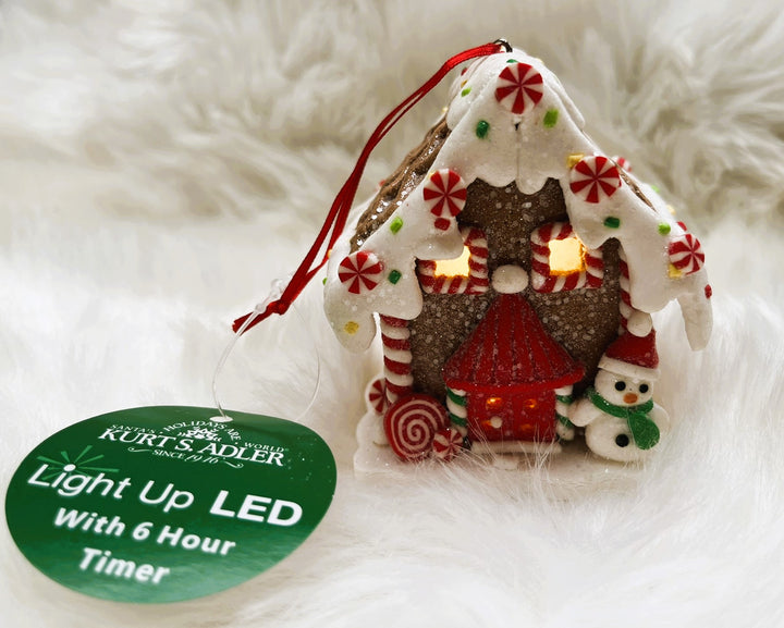 Kerstboom hanger peperkoek huisje met led